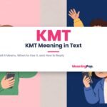 KMT meaning in text featured image showing the KMT abbreviation in pink with KMT Meaning in Text title on a white center panel